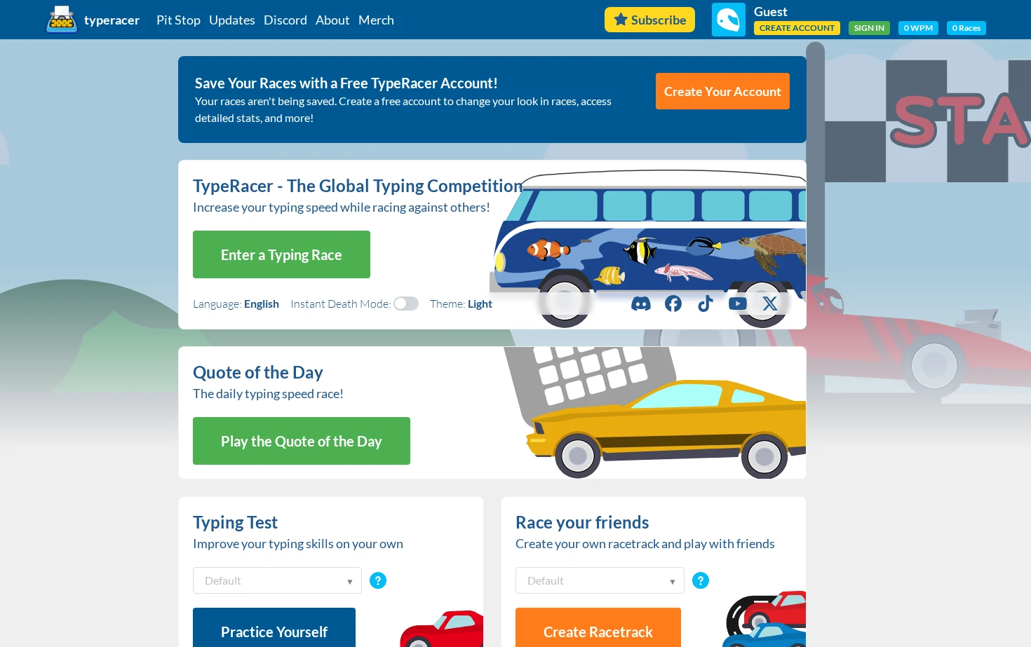 TypeRacer 页面快照